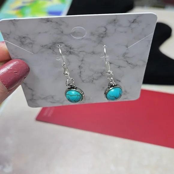 925 Silver Hook Turquoise and Silver Dangle Earrings - Picture 14 of 15